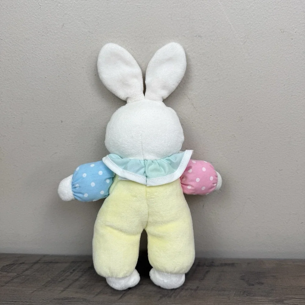 Vtg Eden Pastel Bunny Rabbit Soft Plush Toy Color Block Stuffed Animal 90s Lovey